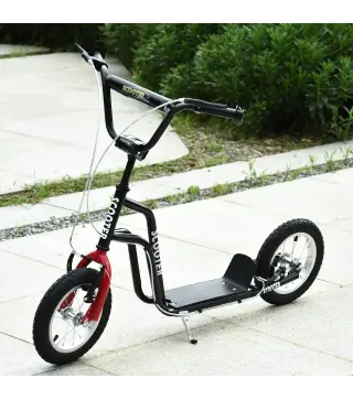 Patinete Infantil de +5 Años con Manillar Ajustable en Altura y Estructura de Acero Carga 100 kg 120x58x75-80 cm Negro