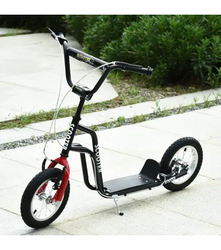 Patinete Infantil de +5 Años con Manillar Ajustable en Altura y Estructura de Acero Carga 100 kg 120x58x75-80 cm Negro