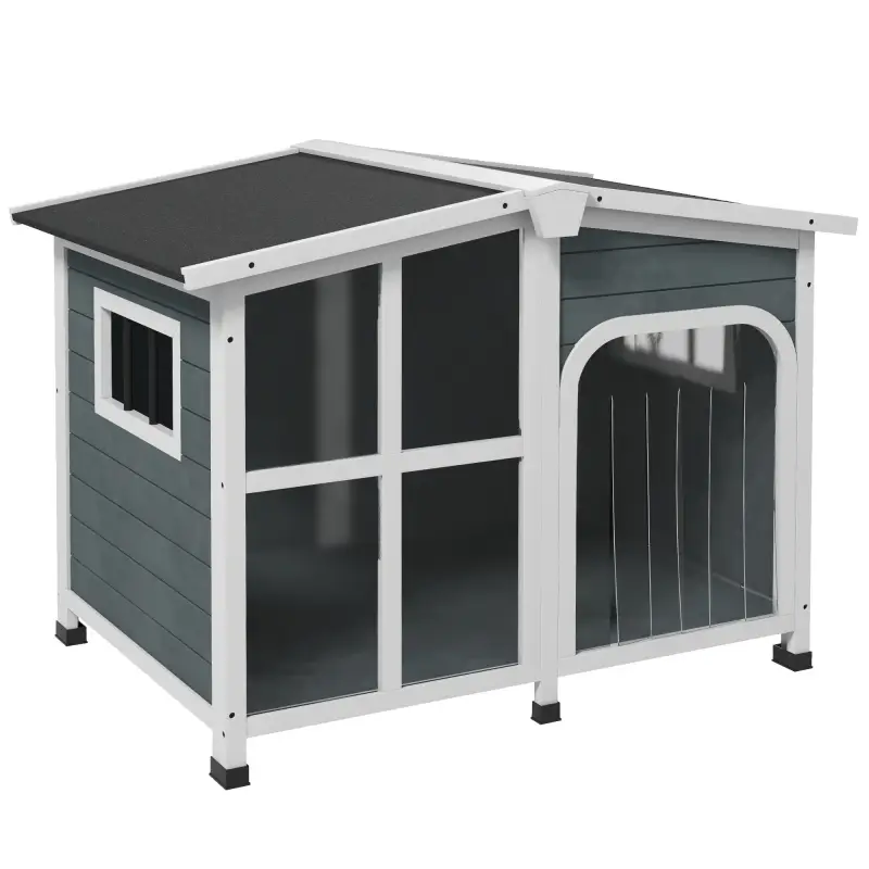 Casa para Perros Pequeños con Techo Abatible Frontal de Acrílico y Fondo Extraíble 101x66,5x70,5 cm Gris Oscuro Casa para Perros Pequeños con Techo Abatible Frontal de Acrílico y Fondo Extraíble 101x66,5x70,5 cm Gris Oscuro