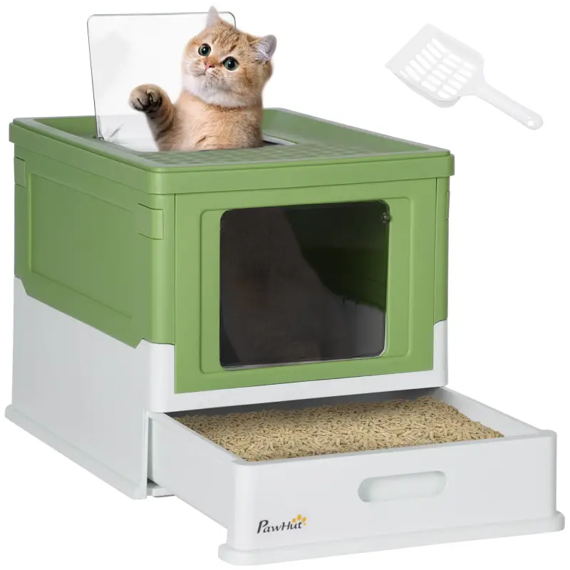 Arenero Cubierto para Gatos Desmontable con Entrada Frontal y Salida Superior 47,5x35,5x36,7 cm Verde Aguacate y Blanco Arenero Cubierto para Gatos Desmontable con Entrada Frontal y Salida Superior 47,5x35,5x36,7 cm Verde Aguacate y Blanco