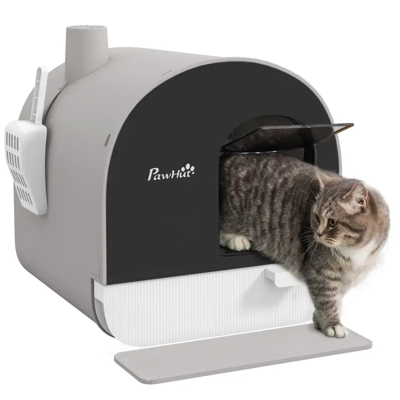 Arenero para Gatos Caja de Arena Cerrada para Gatos con Bandeja Extraíble Pala y Filtro 43x44x47 cm Gris Arenero para Gatos Caja de Arena Cerrada para Gatos con Bandeja Extraíble Pala y Filtro 43x44x47 cm Gris