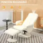 Sillón de Relax con Reposapiés Respaldo Reclinable hasta 145° para Salón Dormitorio Oficina 76x81x101 cm Crema