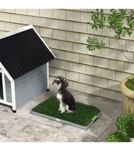 Inodoro para Perros con 2 Céspedes Artificiales Rejilla y Bandeja para Entrenamiento de Cachorros 67x41x3,5 cm Verde