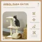 Árbol para Gatos de 3 Niveles Torre para Gatos con Postes de Sisal Tablero para Rascar y Bola Colgante Crema