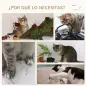 Juego de Rascador de Pared para Gatos con 3 Postes de Sisal Hamaca y 1 Plataforma para Saltar de 3 Nivele Gris
