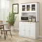 Armario de Cocina con 3 Puertas de Vidrio Compartimento Abierto 2 Cajones y Estantes Ajustables 100x40x180 cm Blanco Armario de Cocina con 3 Puertas de Vidrio Compartimento Abierto 2 Cajones y Estantes Ajustables 100x40x180 cm Blanco