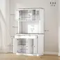 Armario de Cocina con 3 Puertas de Vidrio Compartimento Abierto 2 Cajones y Estantes Ajustables 100x40x180 cm Blanco Armario de Cocina con 3 Puertas de Vidrio Compartimento Abierto 2 Cajones y Estantes Ajustables 100x40x180 cm Blanco