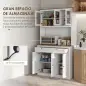 Armario de Cocina con 3 Puertas de Vidrio Compartimento Abierto 2 Cajones y Estantes Ajustables 100x40x180 cm Blanco Armario de Cocina con 3 Puertas de Vidrio Compartimento Abierto 2 Cajones y Estantes Ajustables 100x40x180 cm Blanco