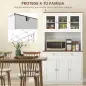 Armario de Cocina con 3 Puertas de Vidrio Compartimento Abierto 2 Cajones y Estantes Ajustables 100x40x180 cm Blanco Armario de Cocina con 3 Puertas de Vidrio Compartimento Abierto 2 Cajones y Estantes Ajustables 100x40x180 cm Blanco