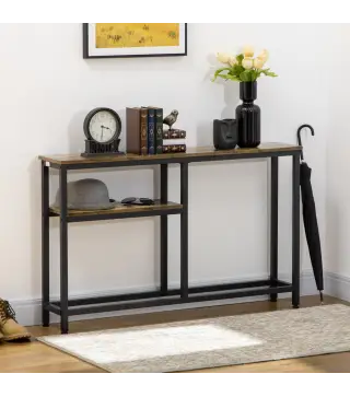Consola de Recibidor con Estantes Abiertos Antivuelco Mueble de Recibidor para Salón Pasillo 120x23x75 cm Marrón
