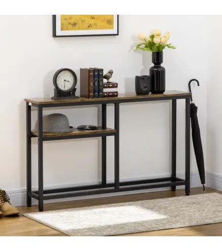 Consola de Recibidor con Estantes Abiertos Antivuelco Mueble de Recibidor para Salón Pasillo 120x23x75 cm Marrón
