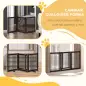 Valla para Mascotas Plegable de 3 Paneles con 1 Puerta y Patas de Apoyo para Pasillo Escalera 155x35,5x76 cm Café Valla para Mascotas Plegable de 3 Paneles con 1 Puerta y Patas de Apoyo para Pasillo Escalera 155x35,5x76 cm Café