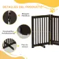 Valla para Mascotas Plegable de 3 Paneles con 1 Puerta y Patas de Apoyo para Pasillo Escalera 155x35,5x76 cm Café Valla para Mascotas Plegable de 3 Paneles con 1 Puerta y Patas de Apoyo para Pasillo Escalera 155x35,5x76 cm Café