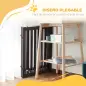 Valla para Mascotas Plegable de 3 Paneles con 1 Puerta y Patas de Apoyo para Pasillo Escalera 155x35,5x76 cm Café Valla para Mascotas Plegable de 3 Paneles con 1 Puerta y Patas de Apoyo para Pasillo Escalera 155x35,5x76 cm Café