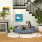 Sofá para Mascotas con Cojín Extraíble Funda Lavable y Patas de Madera Carga 30 kg para Interior 100x70x25 cm Azul