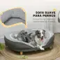 Sofá para Mascotas con Parte Superior Desmontable Funda Lavable y Patas de Madera Carga 25 kg 90x78x25 cm Gris