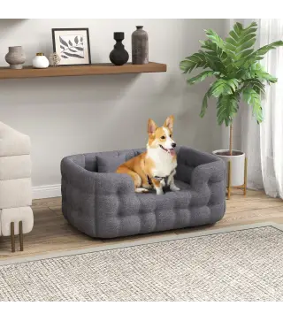Cama para Mascotas con 2 Almohadas Colchón para Perros Antideslizante con Funda Extraíble y Lavable 90x60x35 cm Gris