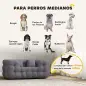 Cama para Mascotas con 2 Almohadas Colchón para Perros Antideslizante con Funda Extraíble y Lavable 90x60x35 cm Gris