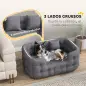 Cama para Mascotas con 2 Almohadas Colchón para Perros Antideslizante con Funda Extraíble y Lavable 90x60x35 cm Gris
