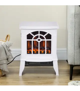 Chimenea Decorativa 1000 W/2000 W con Temperatura Ajustable LED Llamas para 15-20 ㎡ 36,5x24x46 cm Blanco