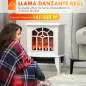 Chimenea Decorativa 1000 W/2000 W con Temperatura Ajustable LED Llamas para 15-20 ㎡ 36,5x24x46 cm Blanco