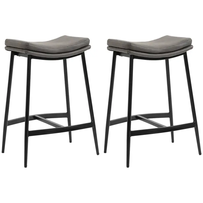 Conjunto de 2 Taburetes Altos de Cocina con Estructura de Acero Estilo Industrial Carga 120 kg para Comedor Bar Gris