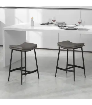 Conjunto de 2 Taburetes Altos de Cocina con Estructura de Acero Estilo Industrial Carga 120 kg para Comedor Bar Gris