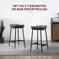 Conjunto de 2 Taburetes Altos de Cocina con Estructura de Acero Estilo Industrial Carga 120 kg para Comedor Bar Gris