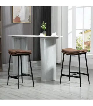 Conjunto de 2 Taburetes Altos de Cocina con Estructura de Acero Estilo Industrial Carga 120 kg para Comedor Bar Marrón