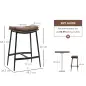 Conjunto de 2 Taburetes Altos de Cocina con Estructura de Acero Estilo Industrial Carga 120 kg para Comedor Bar Marrón