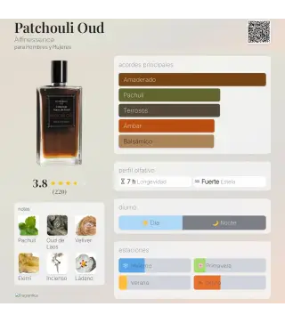 PATCHOULI OUD COLLECTION NITES DE FOND EAU DE PARFUM AFFINESSENCE COLLECTION 100ML VAPORIZADOR