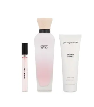 ADOLFO DOMINGUEZ JAZMIN TONKA EAU DE PARFUM 120ML VAPORIZADOR + LOCION CORPORAL PERFUMADA 1U + VIAL 10ML VAPORIZADOR