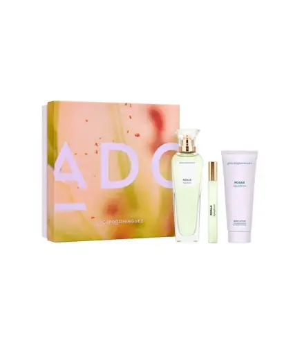 ADOLFO DOMINGUEZ AGUA FRESCA DE ROSAS EAU DE TOILETTE 120ML VAPORIZADOR + LOCION CORPORAL PERFUMADA 75ML + MINIATURA 10ML