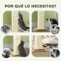Rascador para Gatos Arañador para Gatos con Bola Colgante Juguete de Pelota de Pista y Poste de Sisal Roble