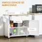 Mueble Auxiliar de Cocina con Ruedas 2 Cajones 2 Puertas Estante Ajustable y Toallero 104x46x91 cm Blanco Mueble Auxiliar de Cocina con Ruedas 2 Cajones 2 Puertas Estante Ajustable y Toallero 104x46x91 cm Blanco