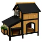 Caseta de Madera de Exterior para Gatos Casa para Gatos Refugio para Gatos de 2 Niveles 96x65x85,5 cm Natural