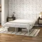 Cama Doble 150x200 cm con Cabecera Listones de Acero y Espacio de Almacenamiento Debajo de la Cama Carga 330 kg Blanco Cama Doble 150x200 cm con Cabecera Listones de Acero y Espacio de Almacenamiento Debajo de la Cama Carga 330 kg Blanco