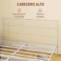 Cama Doble 150x200 cm con Cabecera Listones de Acero y Espacio de Almacenamiento Debajo de la Cama Carga 330 kg Blanco Cama Doble 150x200 cm con Cabecera Listones de Acero y Espacio de Almacenamiento Debajo de la Cama Carga 330 kg Blanco