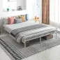 Cama Doble 150x200 cm con Cabecera Listones de Acero y Espacio de Almacenamiento Debajo de la Cama Carga 330 kg Blanco Cama Doble 150x200 cm con Cabecera Listones de Acero y Espacio de Almacenamiento Debajo de la Cama Carga 330 kg Blanco