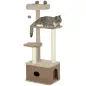 Árbol Rascador para Gatos Altura 133 cm Torre para Gatos con Nido Plataformas Bola Colgante y Poste de Yute Café