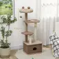 Árbol Rascador para Gatos Altura 133 cm Torre para Gatos con Nido Plataformas Bola Colgante y Poste de Yute Café