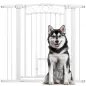 Puerta para Perros con Ancho Ajustable 76-104 cm 2 Extensiones Doble Bloqueo y Puerta Pequeña Blanco