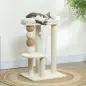 Árbol para Gatos Altura 76 cm con Revestimiento de Borreguillo Plataformas Bola Colgante y Poste de Yute Beige