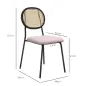 Pack de 2 Sillas de Comedor con Respaldo de Ratán Sintético y Marco de Acero para Salón 44x54x87 cm Rosa y Negro