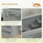 Jaula para Hámster de Madera de 2 Niveles Casa para Animales Pequeños con Plataformas Escaleras 60x35x42 cm Gris