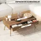 Mesa de Centro con 2 Cajones y Patas de Acero para Sala de Estar Dormitorio 100x50x41 cm Marrón