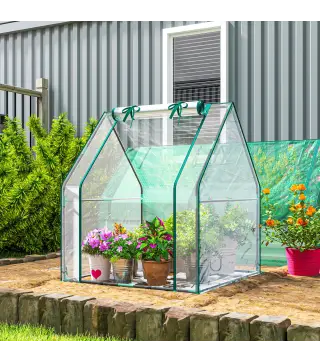 Invernadero de Exterior con Puerta con Cremallera Base Impermeable y Marco de Acero 90x90x105 cm Transparente