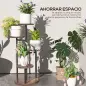 Soporte para Plantas de Madera y Acero de 5 Niveles con 5 Estantes Redondos Soporte para Macetas 43x43x70 cm Carbonizado