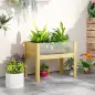 Jardinera Elevada de Madera con Paneles Acrílicos para Flores y Vegetales con Drenaje y Capacidad de 68L 75x46x60,5 cm