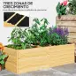 Jardinera de Madera con 3 Zonas de Cultivo y Forro Ideal para Verduras Hierbas y Flores 140x60x40cm Natural